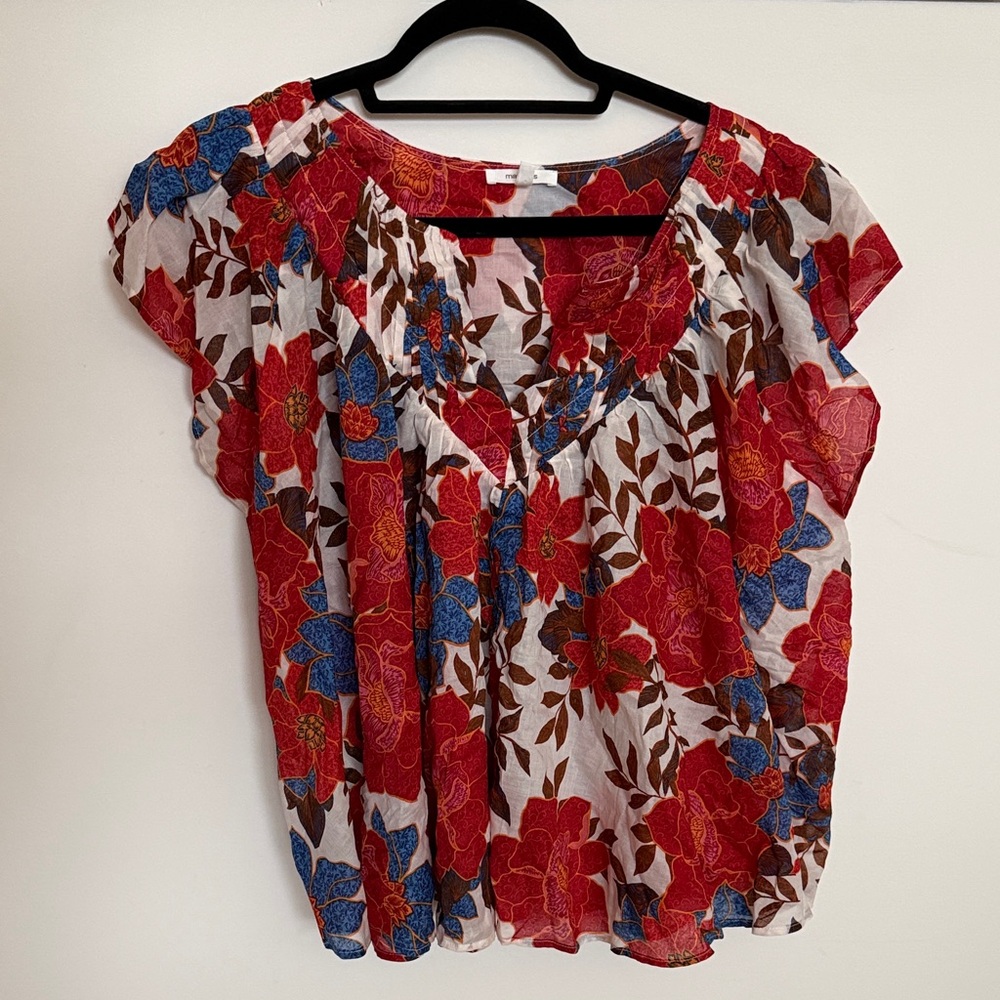Maurices Floral Woven Flutter Sleeve Blouse